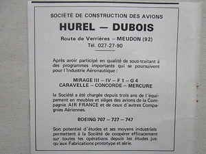 9/1970 PUB SCALA HUREL-DUBOIS MEUDON MIRAGE CARAVELLE CONCORDE BELAGERUNG FRANZÖSISCHE ANZEIGE - Bild 1 von 1