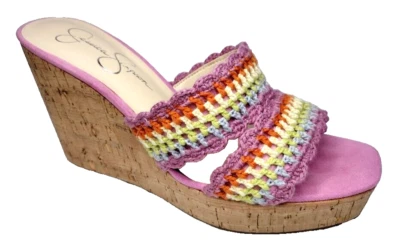 全新 JESSICA SIMPSON 尺码 11 多彩针织设计 坡跟凉鞋 — 第 1/4 张图片