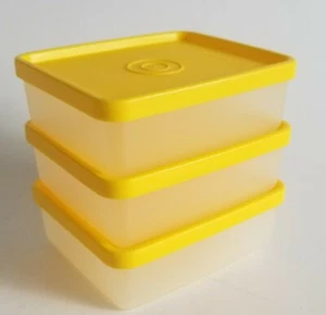 Tupperware Mini Square-a-Way x3 #1516 Vintage Lunch Container Snack A23b SP - Picture 1 of 1
