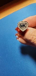 Michael Kors Silver Tone Hearts Logo Stud Earrings - NEW - Picture 1 of 4