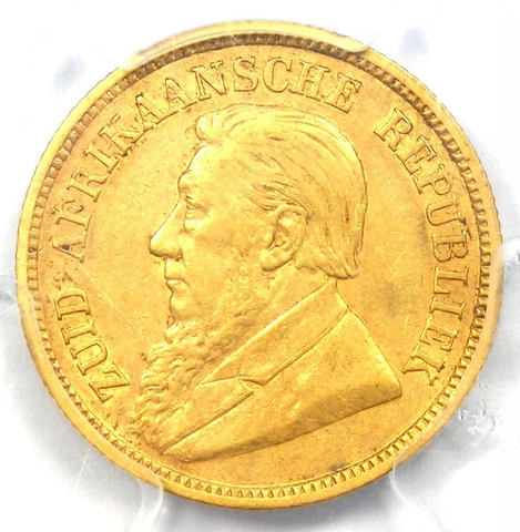 1895 South Africa Zar Gold Half Pond Coin. Certified PCGS AU53 - Rare Gold Coin! Cover