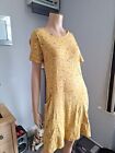 Fatface Ladies Mustard Pattern Dress Size 8L Good Used Condition