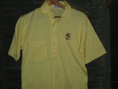 Camiseta Polo de Golf Amarilla Mickey Mouse Años 80 70 Monograma De Colección HECHA EN EE. UU. S/Mediana Foto 1 de 4