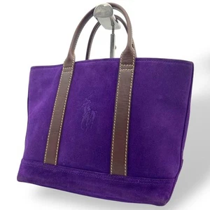 Ralph Lauren Purple Suede Logo Tote Bag Used - Picture 1 of 10