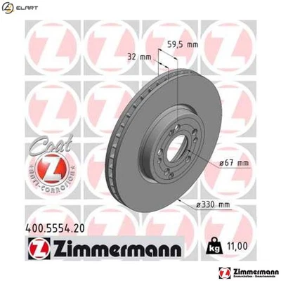 2x BRAKE DISC 400.5554.20 FOR MERCEDES-BENZ OM 654.920 2.0L 4cyl GLE - Image 1 of 4