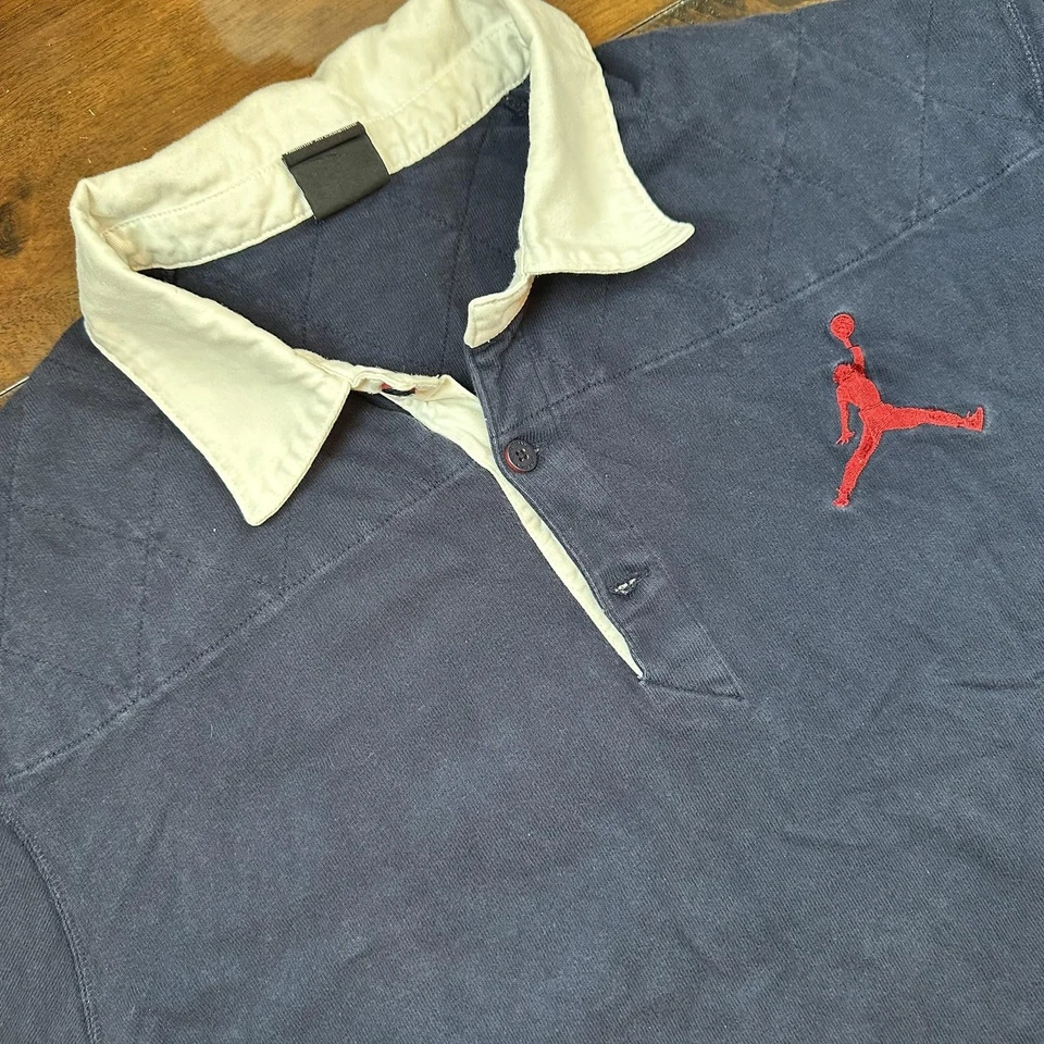 Camisa Jordan Para Hombres 3XLT Azul Marino Rugby Polo Jumpman Logo 23 Parche 3XL Alto Foto 1 de 4