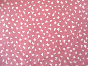 6 YDS TINY WHITE STARS & MOONS ON PINK 100% COTTON - Picture 1 of 4
