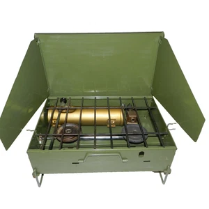 Estufa de campamento de gas verde vintage Coleman modelo 425 doble de dos quemadores con patas plegables - Imagen 1 de 15