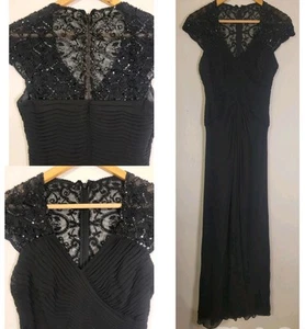 VTG Cache 100% Silk Dress Women's Size 4 Black Beaded V Neck Gown Maxi Stunning - Picture 1 of 10