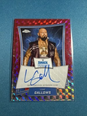 LUKE GALLOWS 2025 Topps Chrome WWE RED GEOMETRIC AUTO /5 Smackdown 1/5 #BBA-LKE - Image 1 of 4