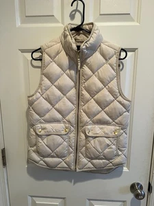 J Crew Jacket Vest Women’s S Cream Quilted Puffer Pockets Zip Neutral Minimalist - Picture 1 of 5
