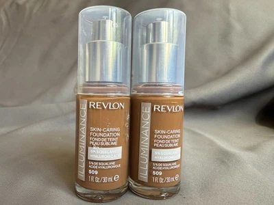 NEW Set of 2 REVLON ILLUMINANCE Skin-Caring Liquid Foundation 509 Brown 1 fl oz - Image 1 of 4