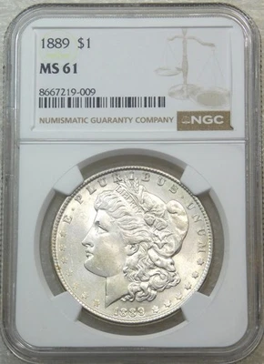 1889 Morgan Silver Dollar NGC MS61 Frosty Just Graded Brand New Holder #Q231F - Image 1 of 2