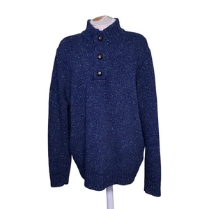 Untuckit Maglione Uomo Grande Blu Maglia Lana Pullover Lana di Agnello Collo - Foto 1 di 6