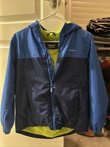 Eddie Bauer Kids Blue Windbreaker Hood Zip Up Jacket Size M 10 / 12 Boys - Picture 1 of 5