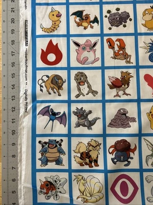 Tela de algodón Robert Kaufman cuadrados Pokémon 1/2 yarda (18 por 44”) nueva Foto 1 de 3