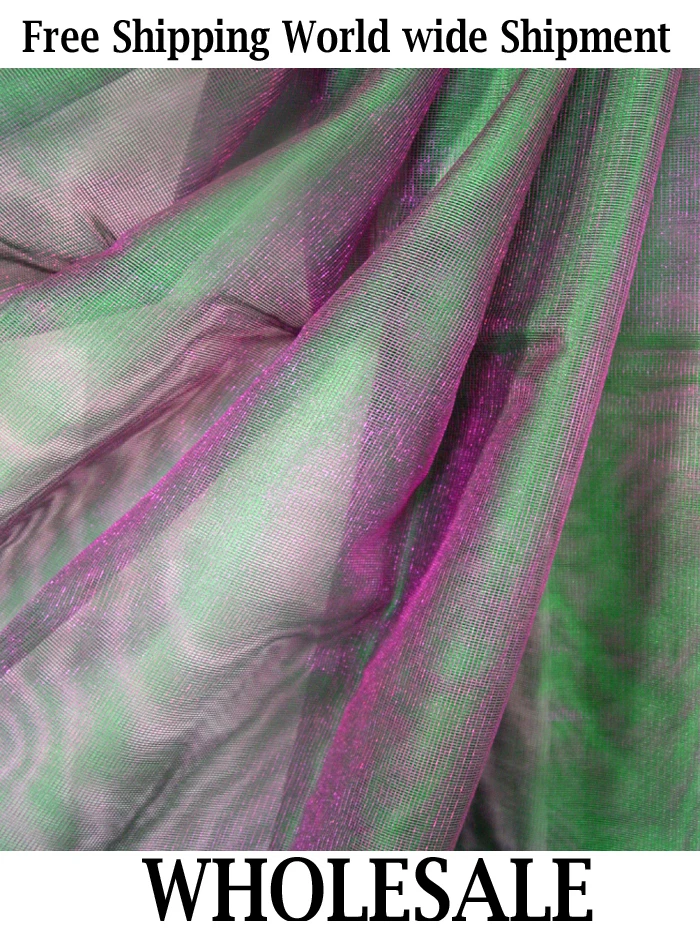 Green & Violet shaded Net Fabric Bellydance Dress Designe Veil Decorative - Image 1 of 1