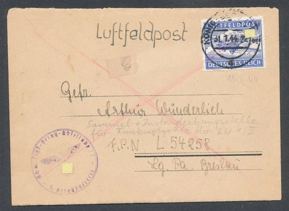 801619) DR Luftfeldpostbeleg 2. WK aus Königsberg Ostpreußen  - Bild 1 von 1