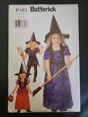 Butterick P481 Costume Witch SZ 2-5 Child SEWING PATTERN - Image 1 of 3