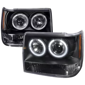 Faro halo proyector negro para Jeep Grand Cherokee 93-96 + actualización de esquina - Imagen 1 de 3