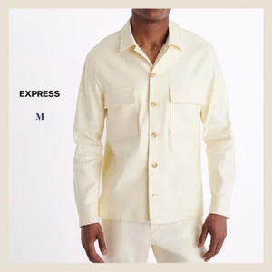 NWT - Express Men's Extra Slim Light Yellow Linen-Blend Shirt Jacket Sz M - $148 - Picture 1 of 9