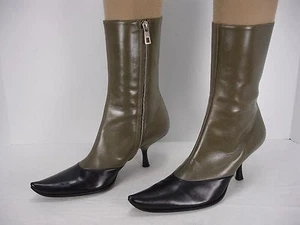 NEW BALLY TULLY 2 TONE SIDE ZIP POINTED TOE ANKLE BOOTS WOMEN'S 36.5 EU 6 USA  - Picture 1 of 12
