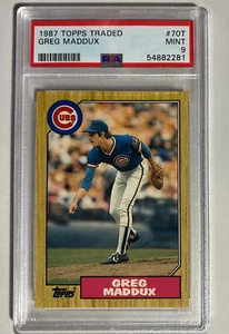 Tarjeta de Novato Greg Maddux clasificada como nueva ~ 1987 Topps tarjeta intercambiada #70T ~ tarjeta PSA 9 - Imagen 1 de 2