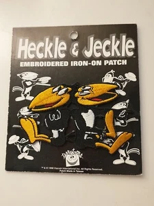 Vintage 1990er HECKLE AND JECKLE COMIC CARTOON BÜGELBILD BESTICKT PATCH - NEU! - Bild 1 von 1