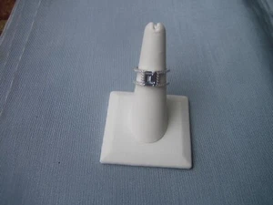 UD 925 Silver Double Band Ring with Amethyst Stone and CZ Size 7 - Picture 1 of 1