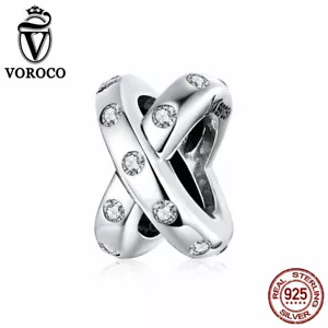 Women S925 Sterling Silver Simple Geometry Charms Fit Bracelet & Necklace VOROCO - Picture 1 of 12