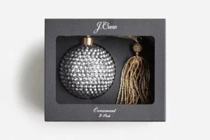 J Crew Crystal + Tassel Ornaments Set, Chic Modern Christmas Bling Ornament - Picture 1 of 2