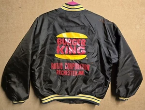 Bomber vintage Burger King raso giacca L marrone anni 80 90 made in USA starter - Foto 1 di 6