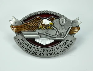 Hebilla de cinturón para motociclista Twin Motor Rocker Hebilla de buerto ángel de la guarda *129 - Imagen 1 de 3