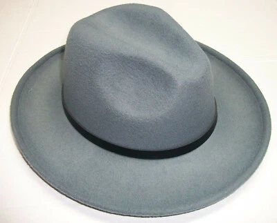Fedora Trilby FASHION HAT w/ Brimmed w Chain Trim Band Cotton Blend Felt NOS - Image 1 of 4
