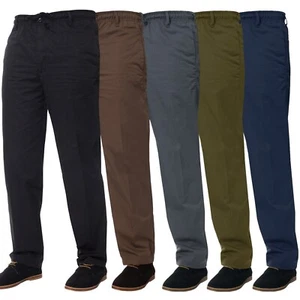 Kruze Rugby Trousers Mens Elasticated Waist Casual Smart Work Pants All UK Sizes - Picture 1 of 31