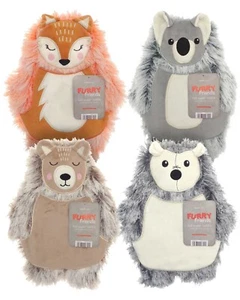Hot Water Bottle with Cover 1L Cute Fur Soft Plush Toy Animal Novelty Heat Bag - Picture 1 of 13