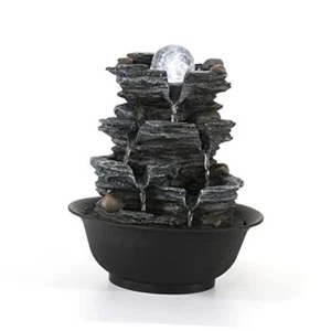 Tabletop Water Fountain Indoor Waterfalls Fountains with White LED Style 7 - Picture 1 of 7