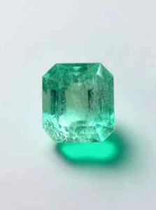 2.03Carat 8x7 Eye Clean Bluish Green Emerald Cut Natural Unset Colombian Emerald - Picture 1 of 10