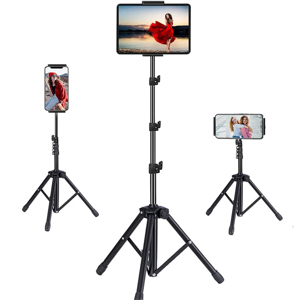 Floor Tripod Stand Mount Tablet Holder 4 Section Poles Adjustable For Ipad 12.9" - Image 1 of 4