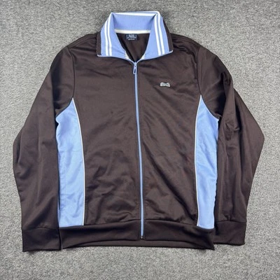 Chaqueta deportiva vintage Le Tigre para hombre grande marrón azul cremallera completa logotipo de tigre Foto 1 de 4