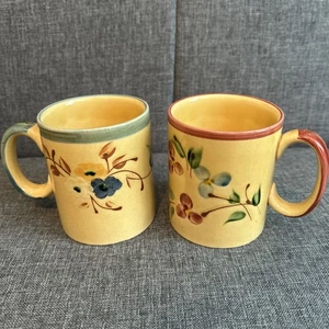 Set Of 2 Coffee Mugs Cups Faience Provencale du Poet-Laval Handmade In France - Picture 1 of 8