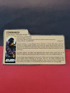 gi joe snake eyes file card Commando - Picture 1 of 3