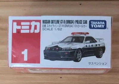 TAKARA TOMY TOMICA #01 NISSAN SKYLINE GT-R (BNR34) COCHE DE POLICÍA Diecast Modelo 1/62 Foto 1 de 2