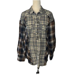 Bad Little Country Girl Plaid Oversize Shacket Button Sz L - Picture 1 of 14