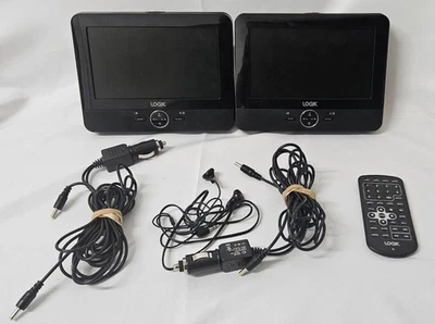 Twin Logik L7DUAL M11 Portable DVD Player 2 Screens With Leads And Remote WORKIN - Image 1 of 4
