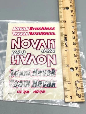Hoja de calcomanías Team Novak RC 3x5" Novak pegatinas de carreras sin escobillas rojas Foto 1 de 2