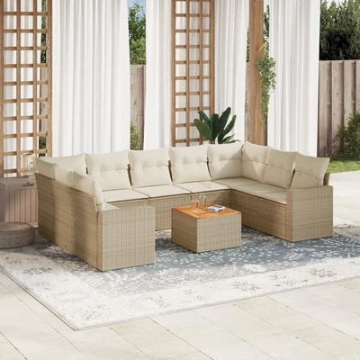 Vidaxl Gartenmöbel Sofa Garnitur Gartengarnitur Garten Sitzgruppe 10-tlg. Beige  - Bild 1 von 4