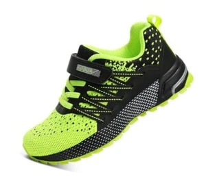 Kids Sneakers for Boys Girls Running Tennis Shoes 1 Big Kid Black/Green - Picture 1 of 6