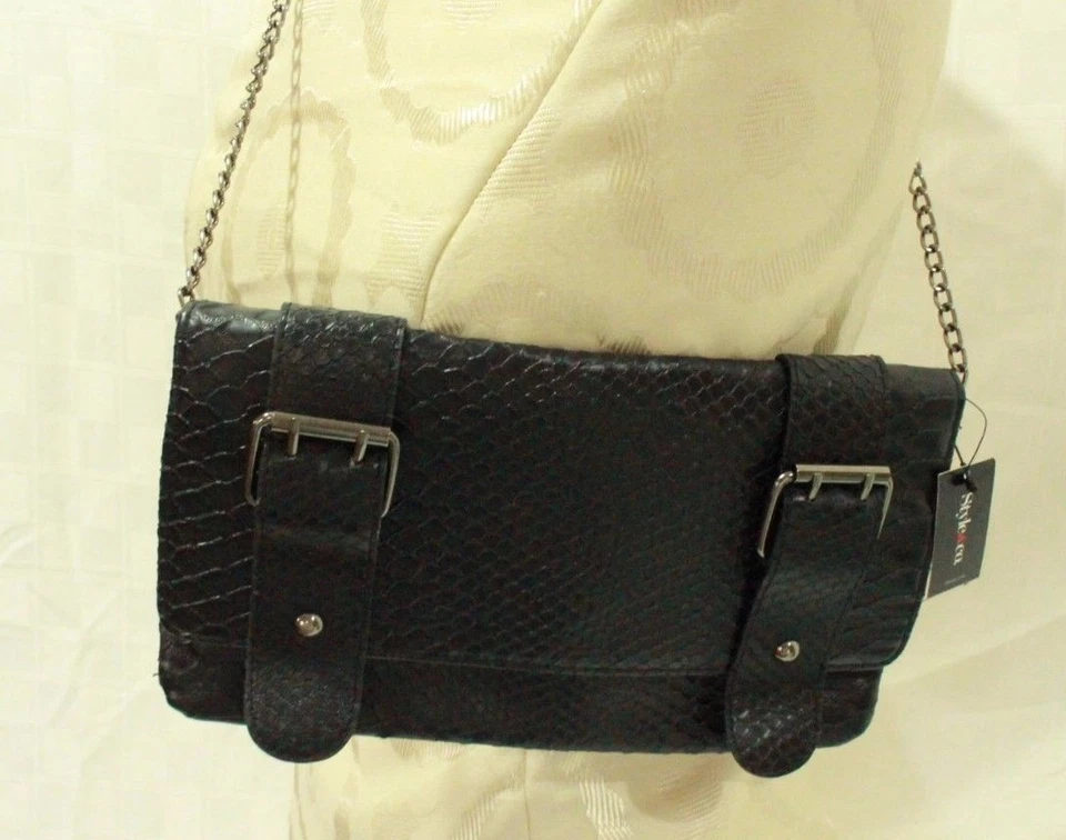 Bolso sin asas plegable con correa de cadena a presión brillo de peltre STYLE&CO para mujer   Foto 1 de 4