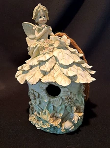 Fairy Birdhouse by Studio 33 Decorative Seafoam green hues and Ivory. Tall 11" - Picture 1 of 8